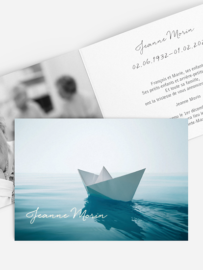 Faire-part de décès Bateau en papier
