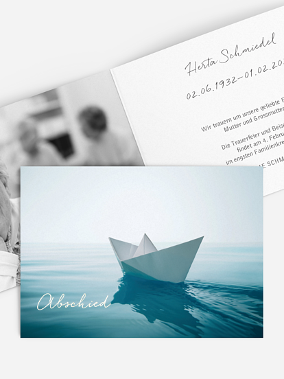 Trauerkarte Papierschiff