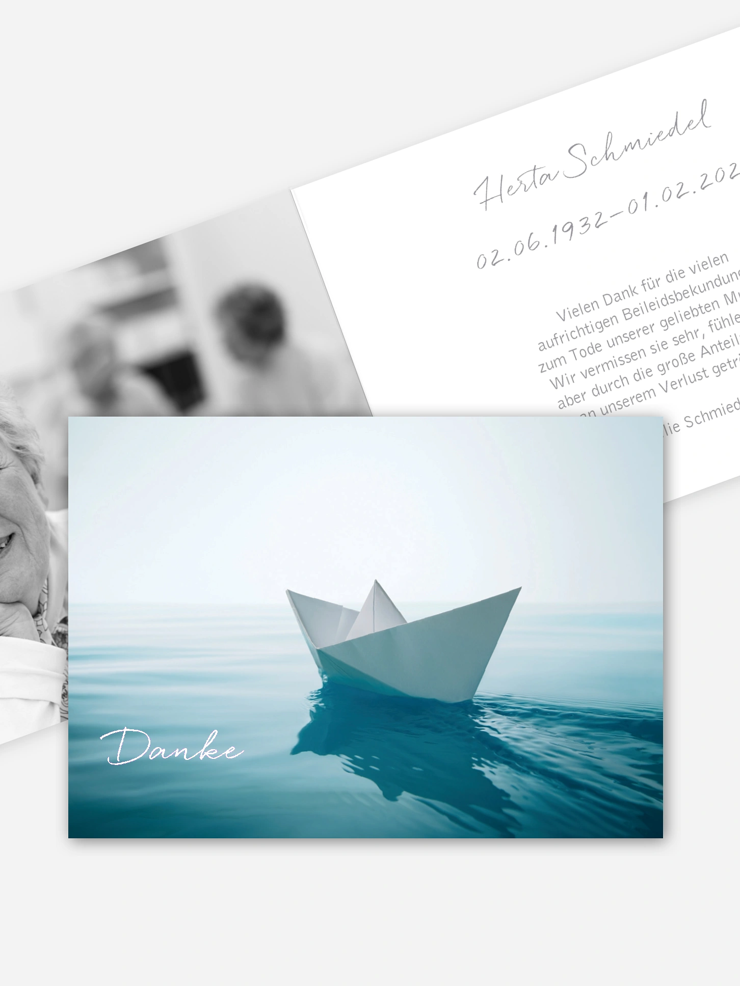 Trauerdanksagung Papierschiff