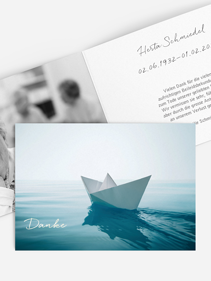 Trauerdanksagung Papierschiff