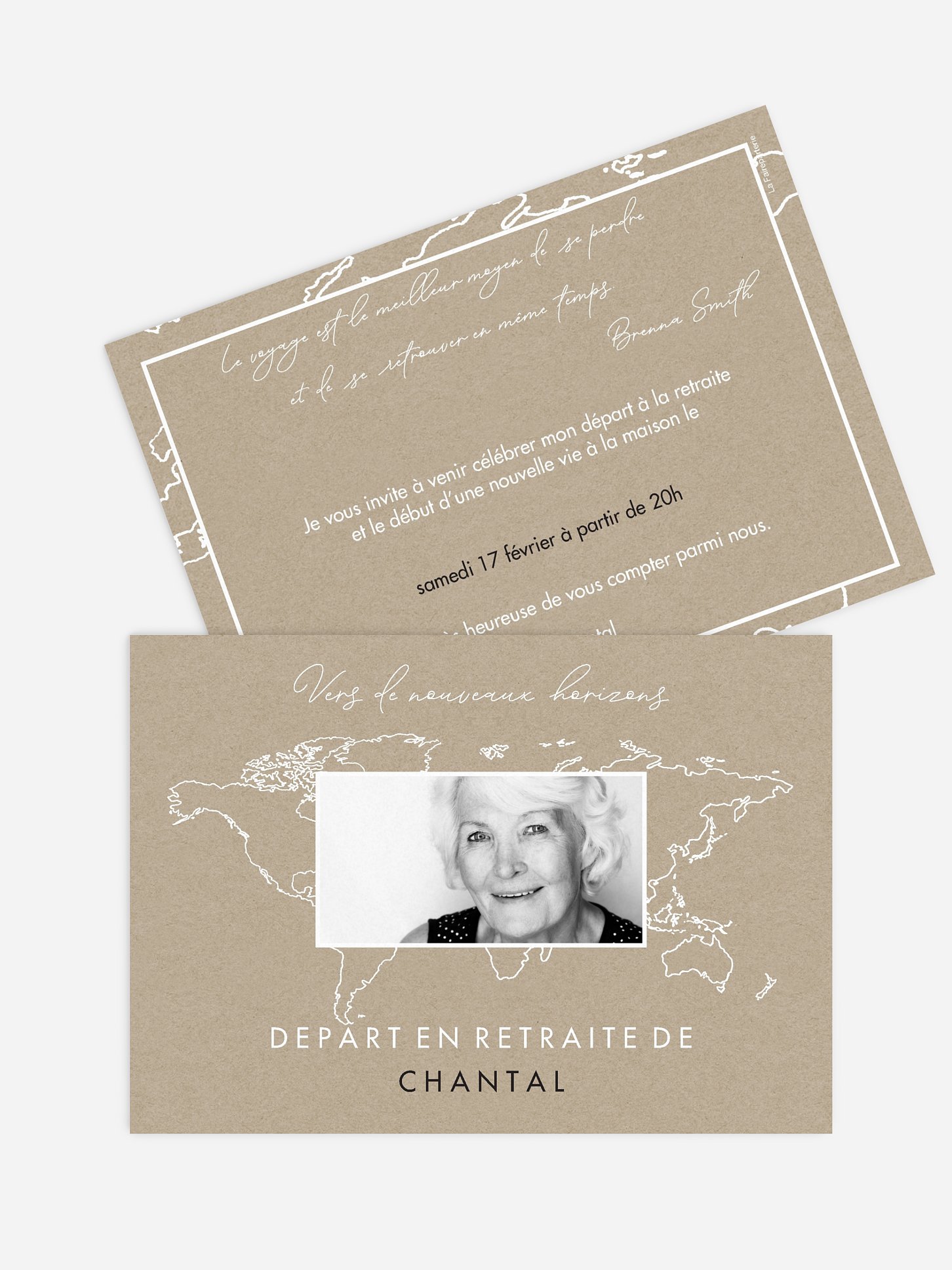 Carte invitation départ retraite Carte du monde