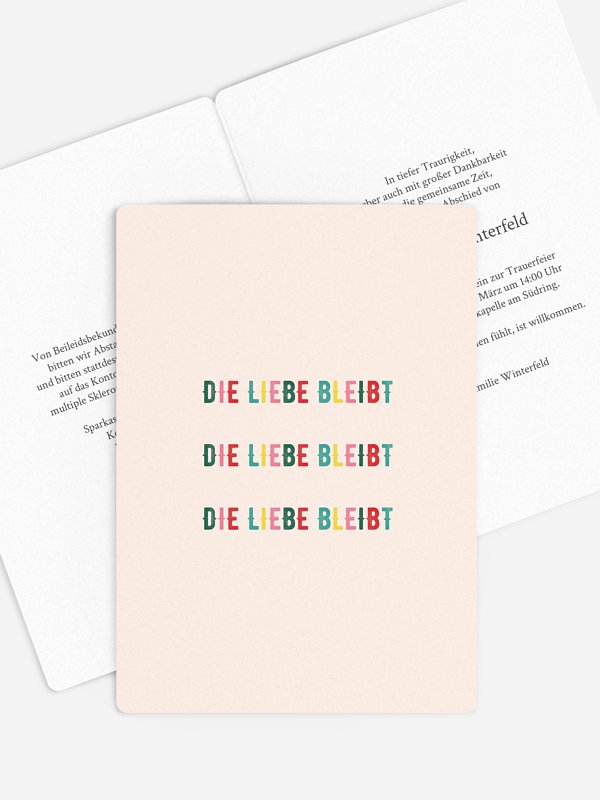 Trauerkarte Liebe bleibt