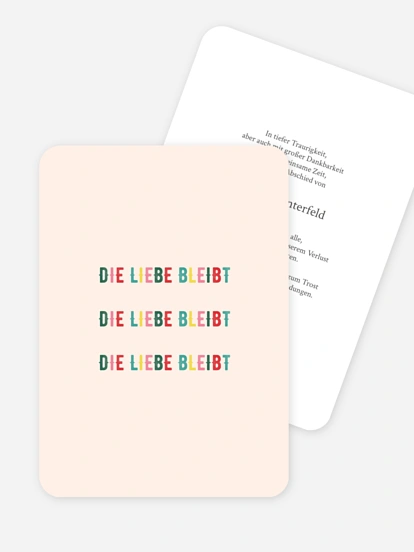 Trauerdanksagung Liebe bleibt