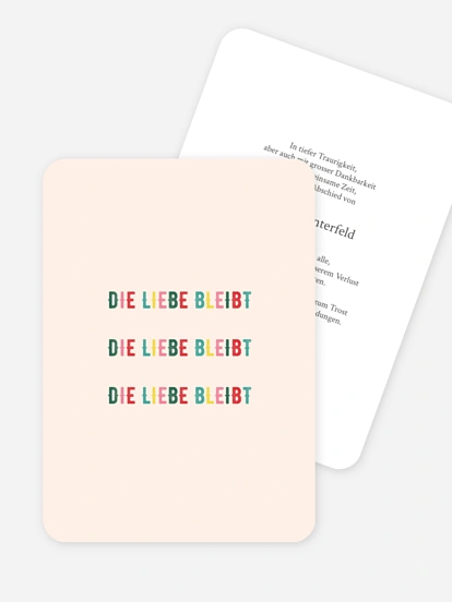 Trauerdanksagung Liebe bleibt