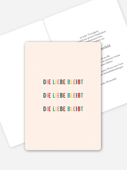 Trauerdanksagung Liebe bleibt