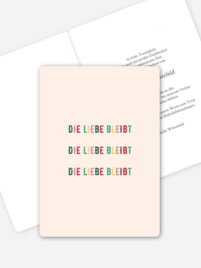 Trauerdanksagung Liebe bleibt