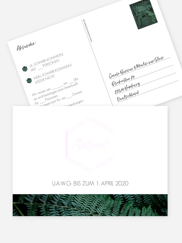 Antwortkarte Hochzeit Styled Fern Premium