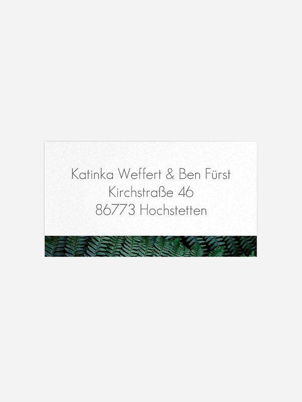 Empfängeraufkleber Hochzeit Styled Fern Premium