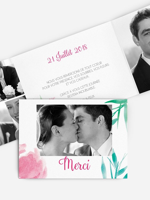 Carte de remerciements Fleurs en aquarelle