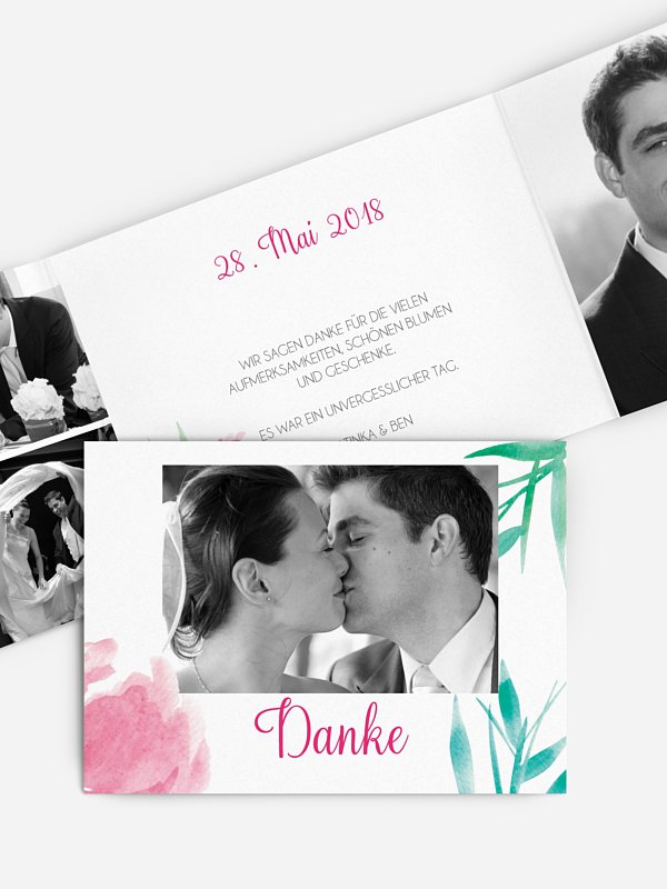 Dankeskarte Hochzeit Aquarellblumen