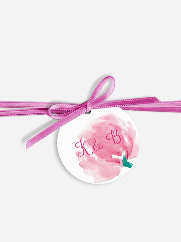 Anhänger mit Band zur Hochzeit Aquarellblumen