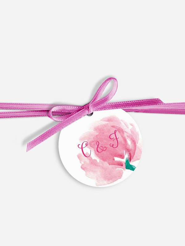 Étiquette avec ruban Fleurs en aquarelle