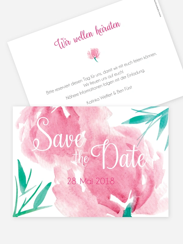 Save-the-Date Karte Aquarellblumen