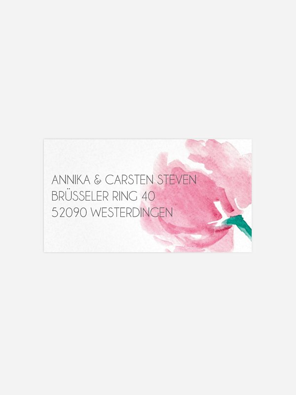 Empfängeraufkleber Hochzeit Aquarellblumen