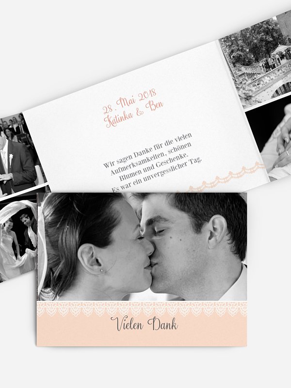Dankeskarte Hochzeit Wood & Lace