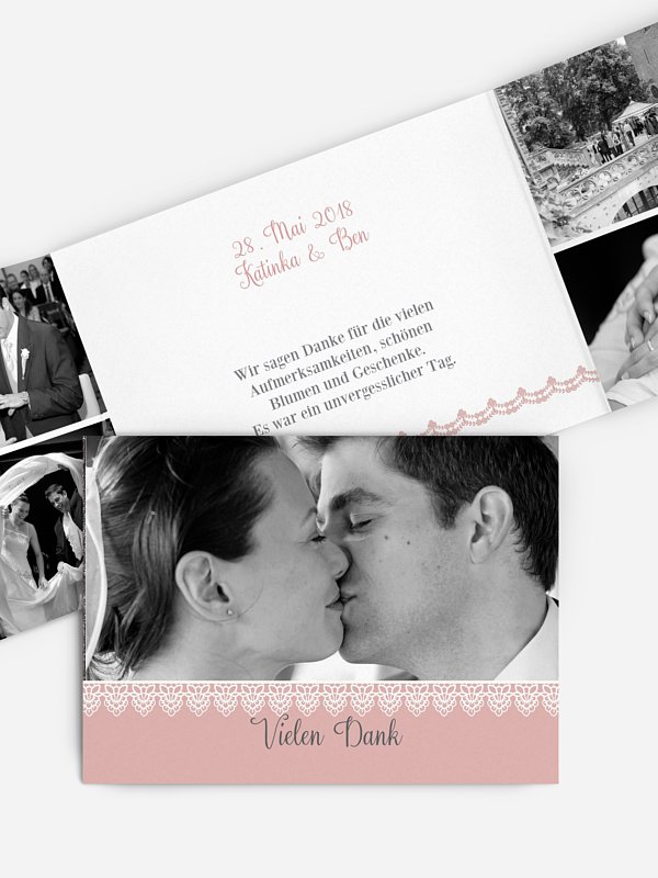 Dankeskarte Hochzeit Wood & Lace