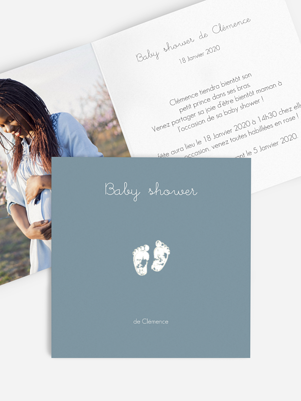 Invitation baby shower Petits pieds - dorure
