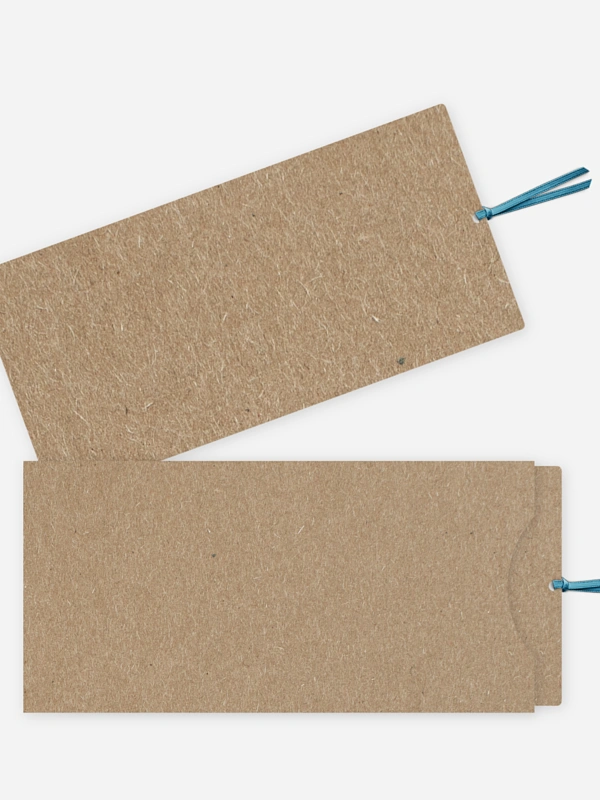 Lange Einsteckkarte mit Band Kraftpapier
