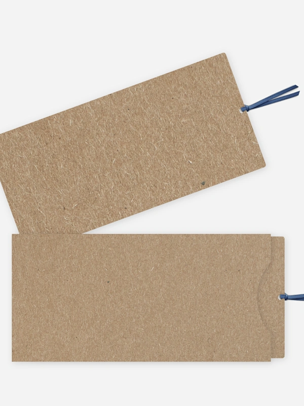 Lange Einsteckkarte mit Band Kraftpapier