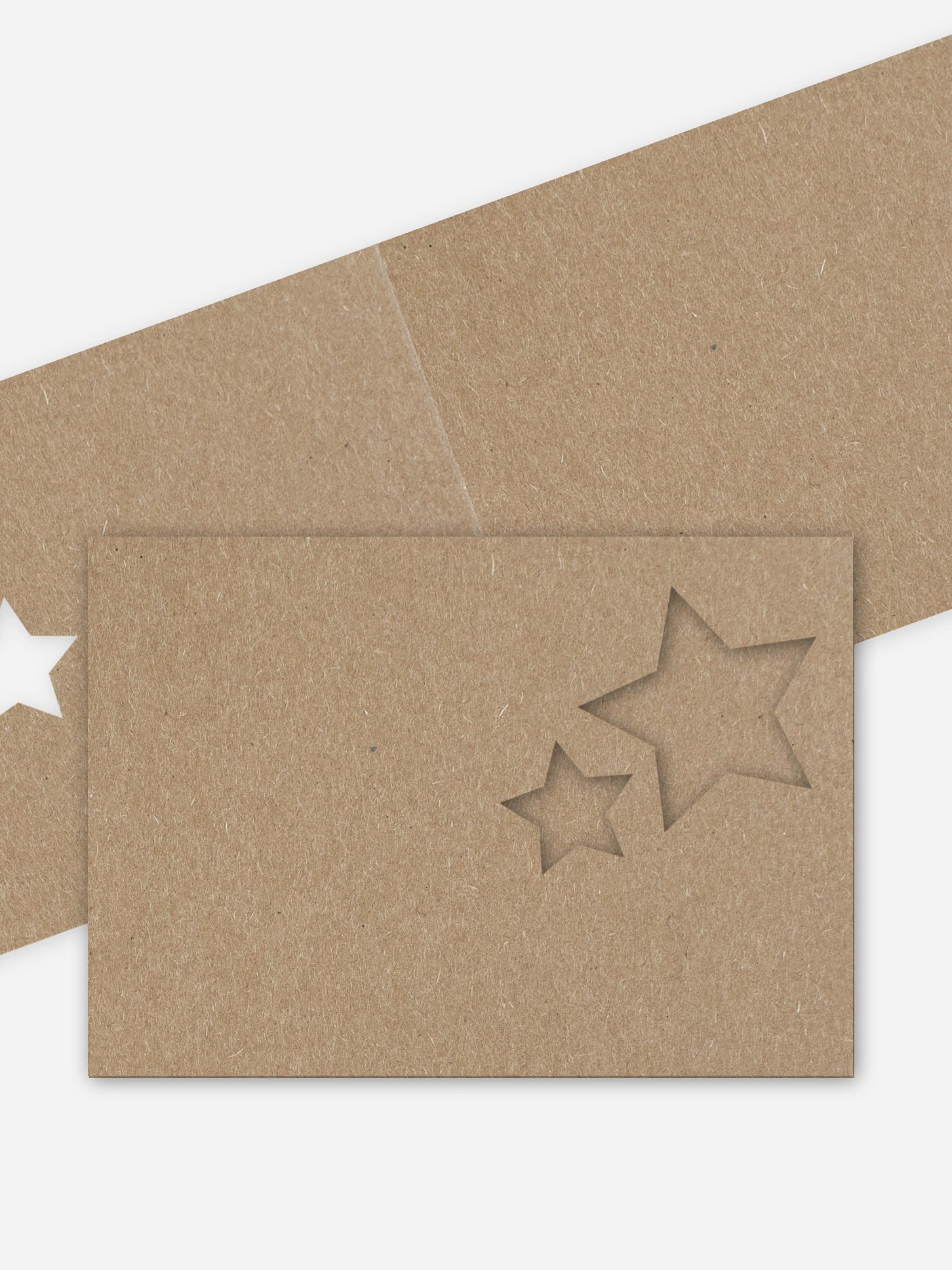 Formatvorlage Mittlere Klappkarte flach mit Sternstanze Kraftpapier