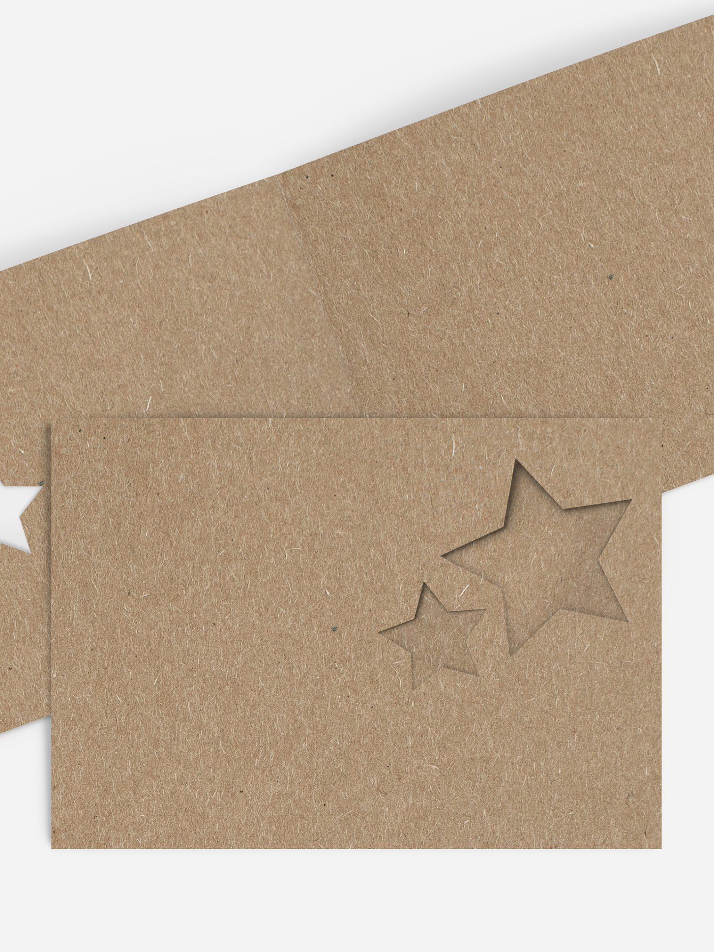 Formatvorlage Mittlere Klappkarte flach mit Sternstanze Kraftpapier