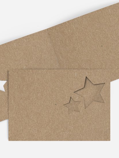 Formatvorlage Mittlere Klappkarte flach mit Sternstanze Kraftpapier