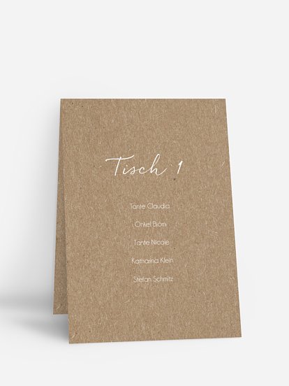 Gruppentischkarte Formatvorlage Kraftpapier