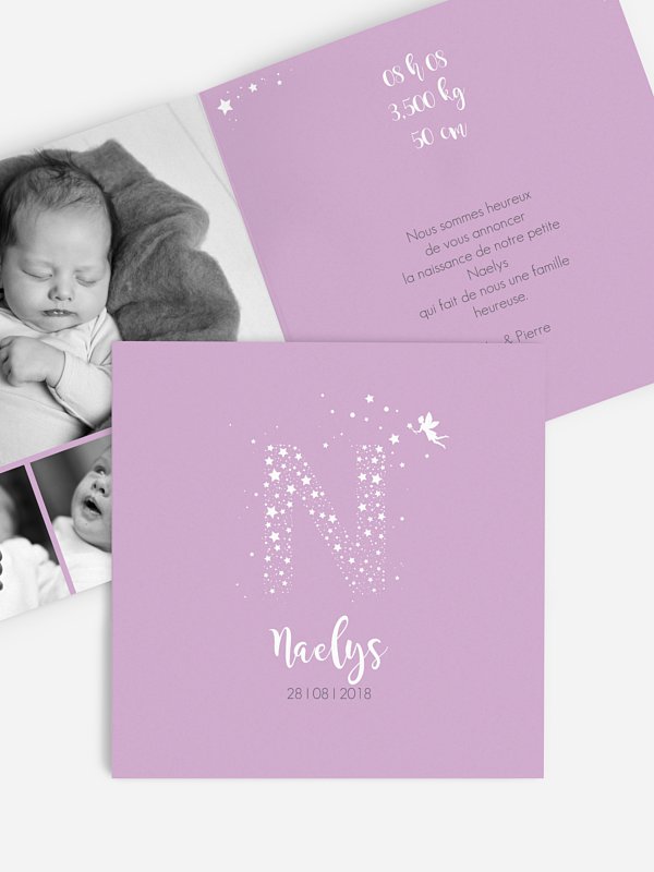 Faire-part naissance Lettre féerique - N