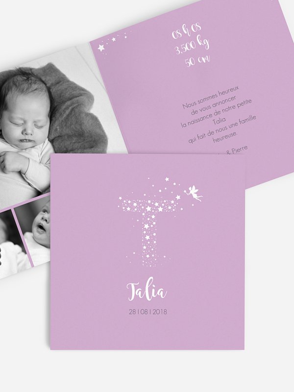 Faire-part naissance Lettre féerique - T