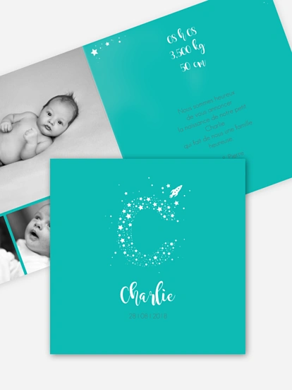 Faire-part naissance Dans l'espace - C