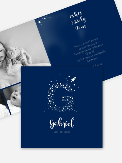 Faire-part naissance Dans l'espace - G
