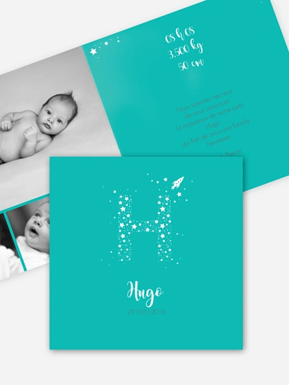 Faire-part naissance Dans l'espace - H