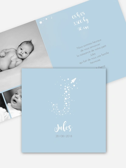 Faire-part naissance Dans l'espace - J