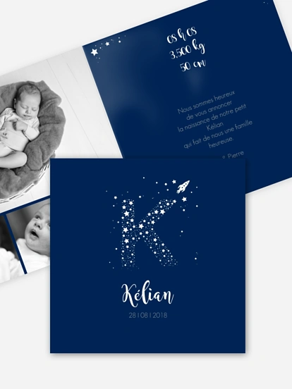 Faire-part naissance Dans l'espace - K