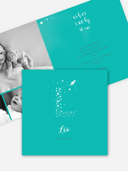 Faire-part naissance Dans l'espace - L