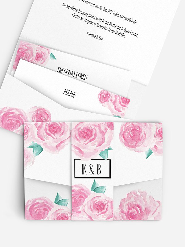 Hochzeitseinladung Pink Peony