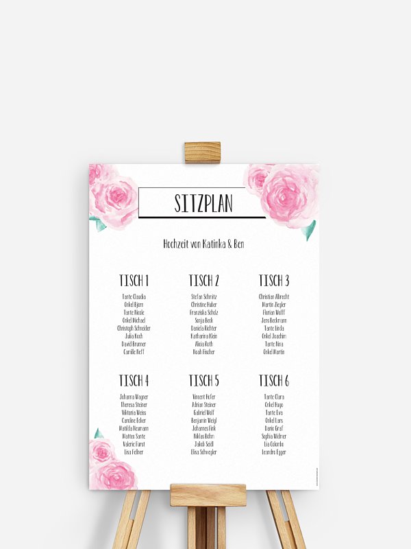 Sitzplan Plakat Pink Peony