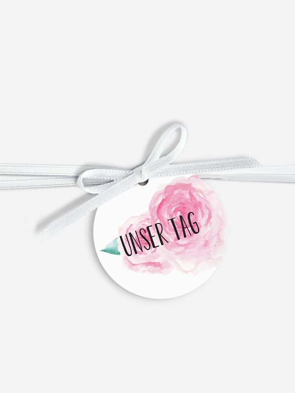 Anhänger mit Band zur Hochzeit Pink Peony
