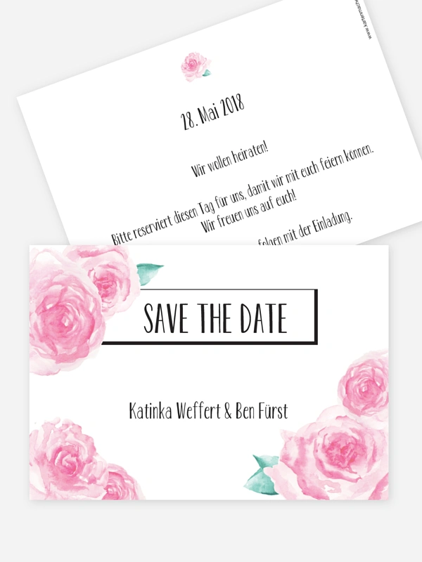 Save-the-Date Karte Pink Peony