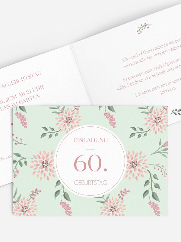 Einladung 60. Geburtstag Rosehip
