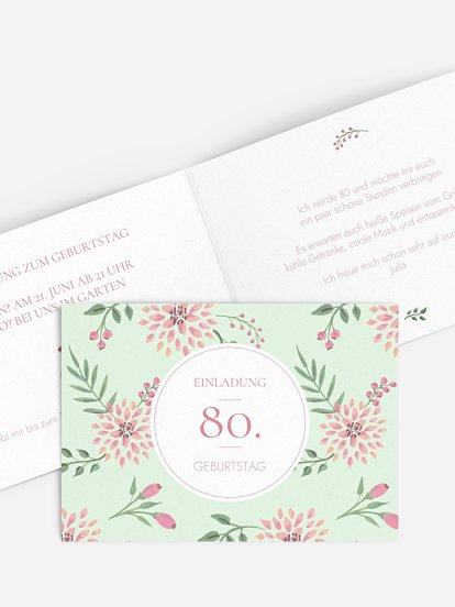 Einladung 80. Geburtstag Rosehip