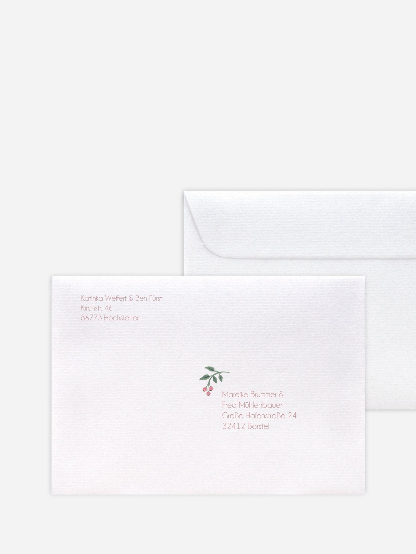 Bedruckter Briefumschlag Hochzeit Rosehip