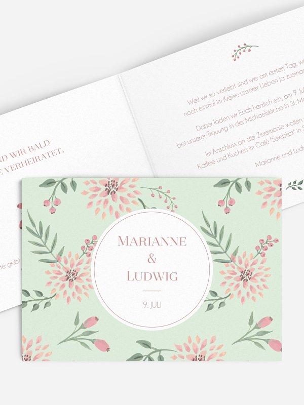 Einladung zur Goldenen Hochzeit Rosehip