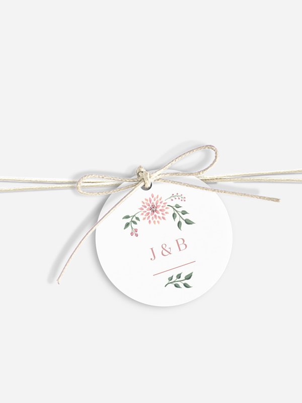 Étiquette avec ruban Poésie florale