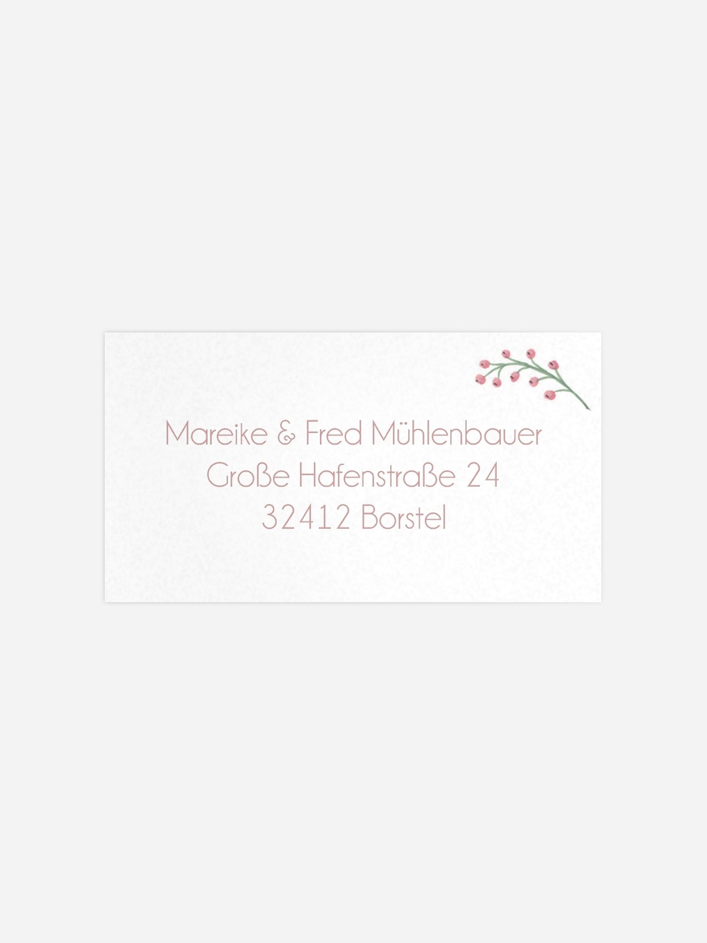Empfängeraufkleber Silberhochzeit Rosehip