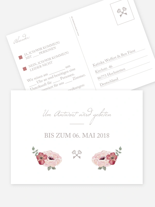 Antwortkarte Hochzeit Lovely Vintage