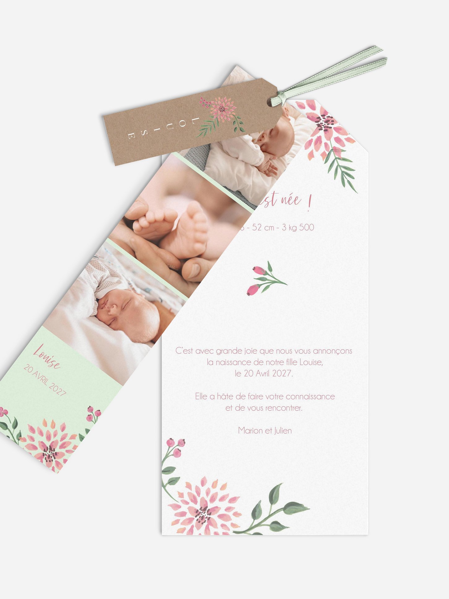 Faire-part naissance Poésie florale