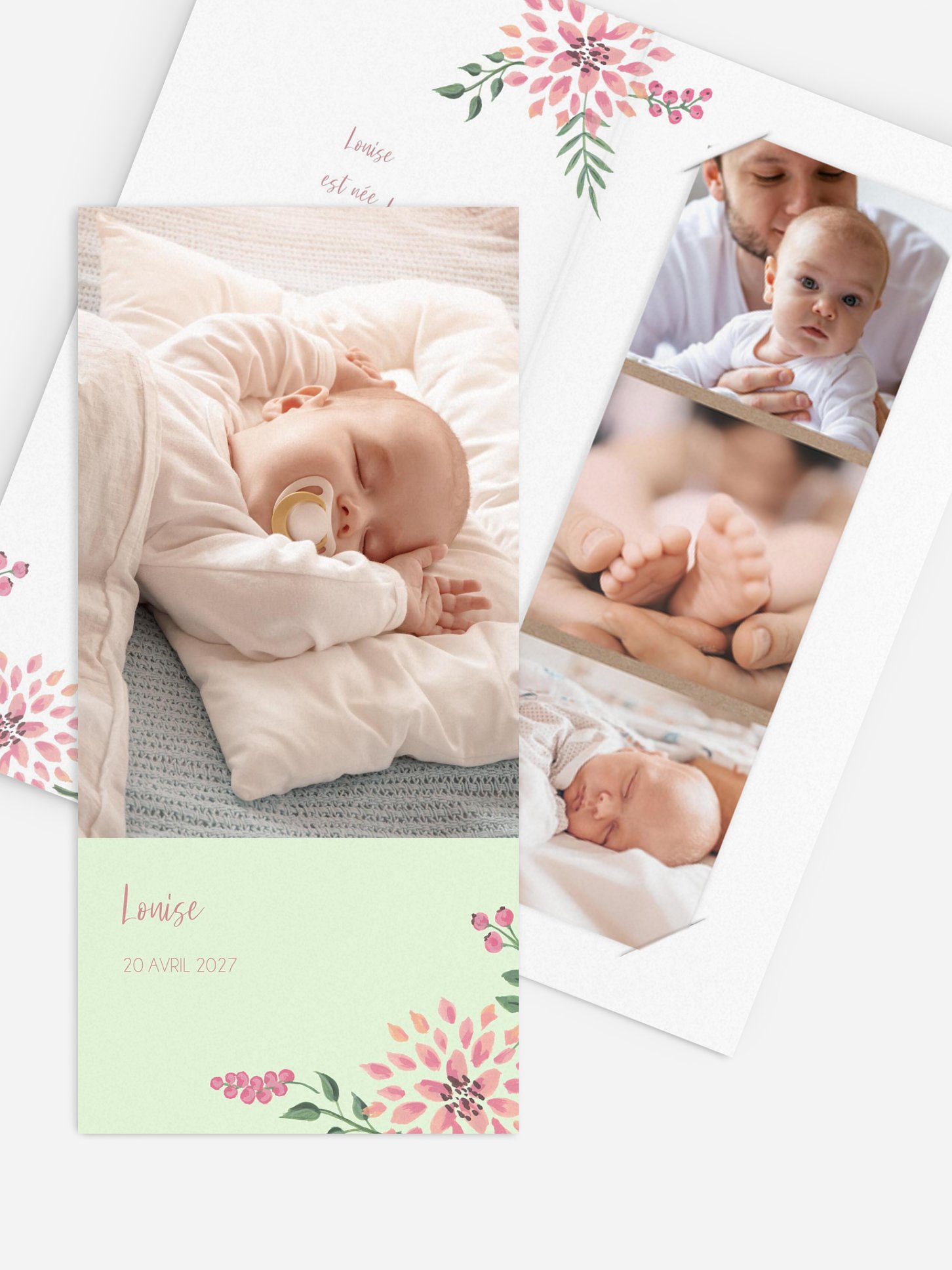 Faire-part naissance Poésie florale
