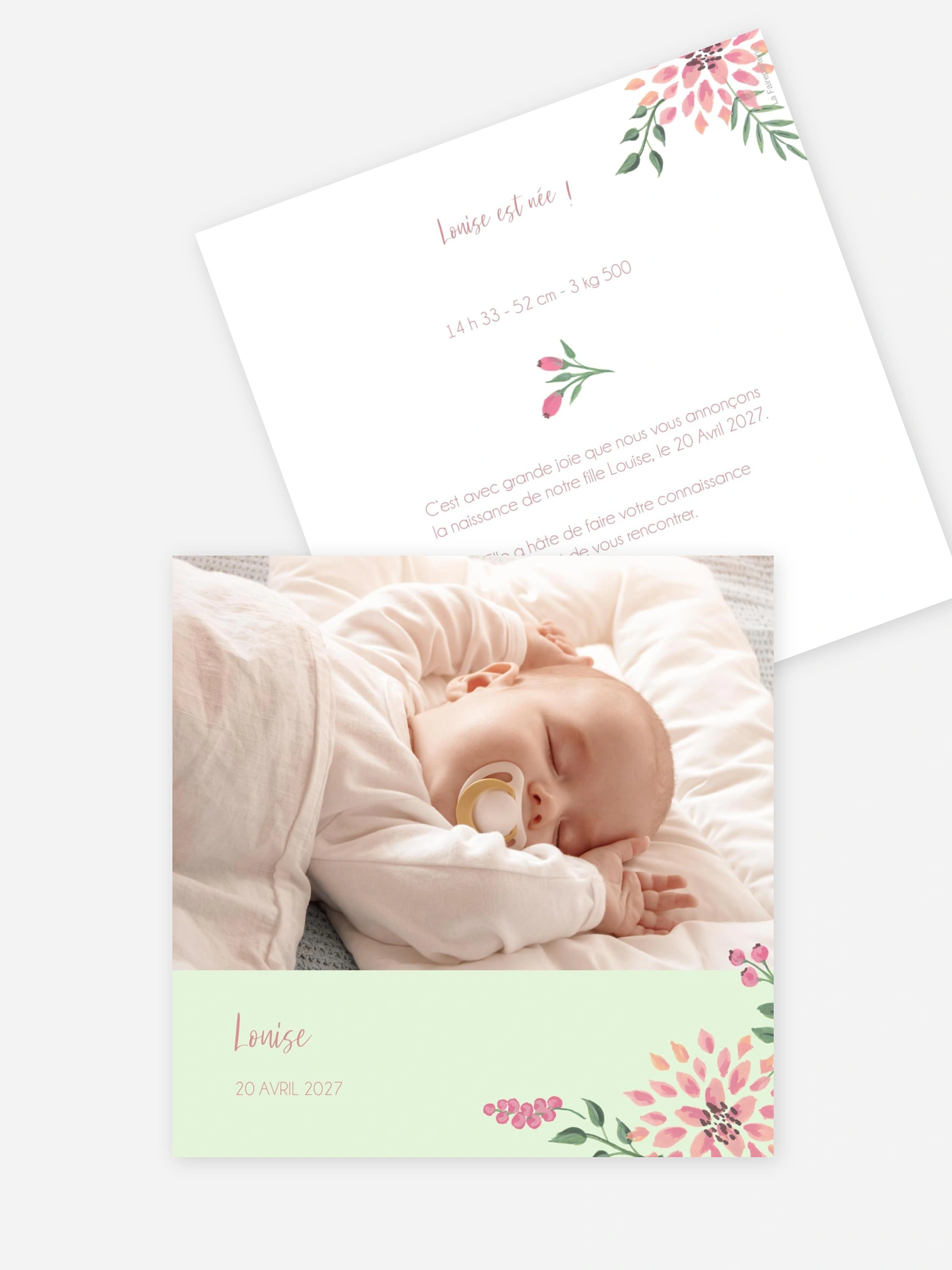 Faire-part naissance Poésie florale