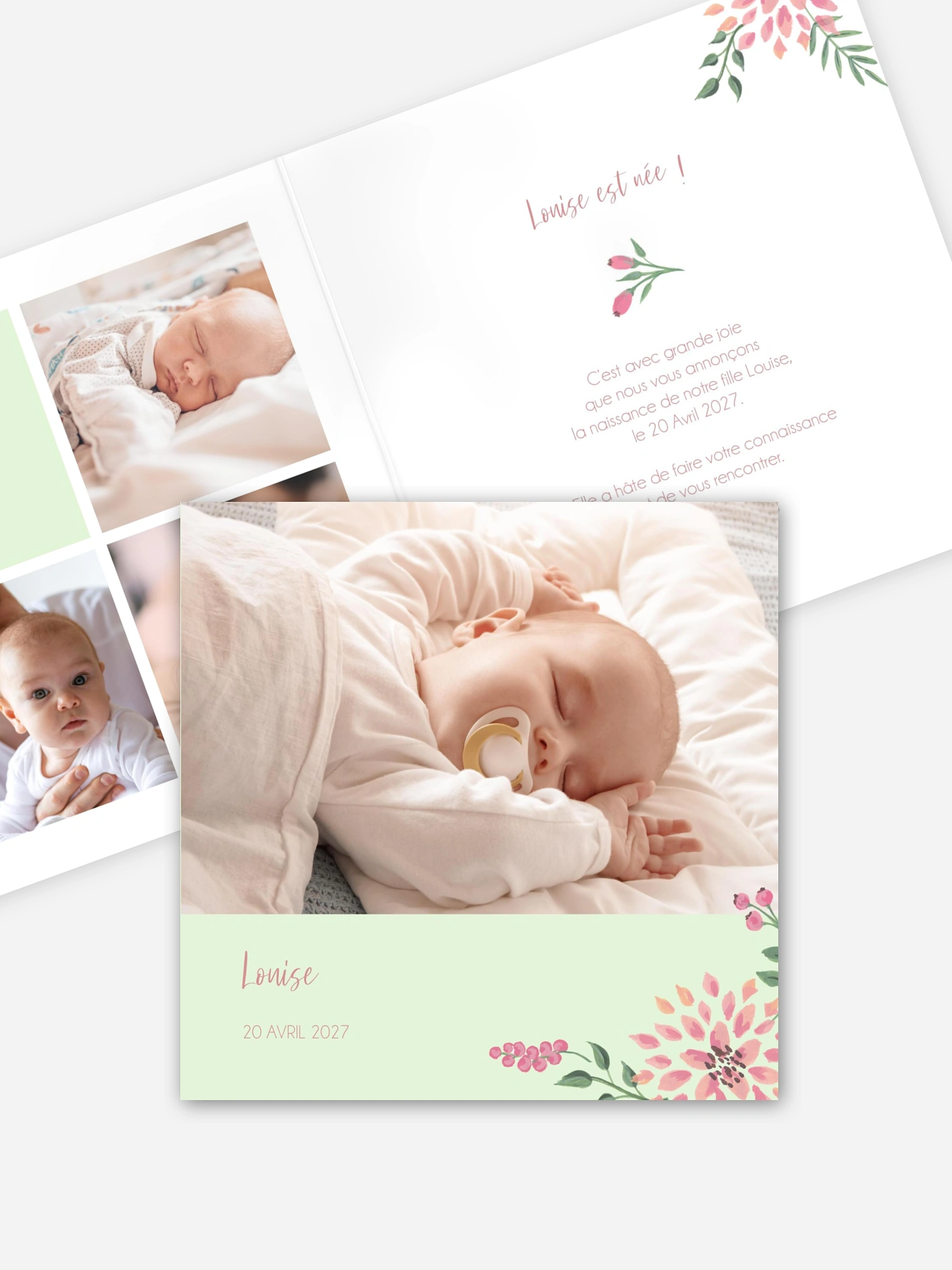 Faire-part naissance Poésie florale